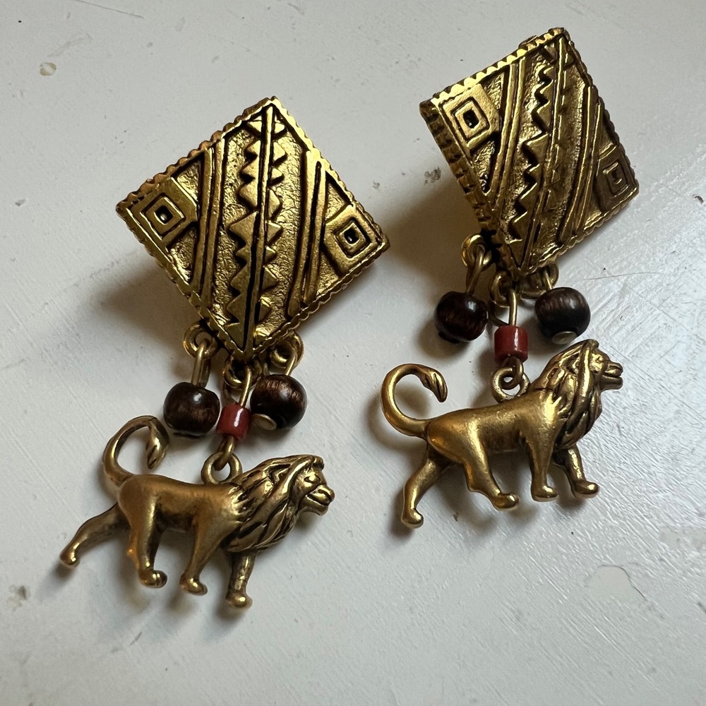 Vintage Disney Lion King Simba Dangle Earrings 90s